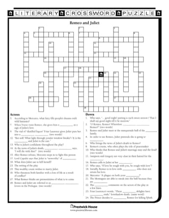 Romeo and Juliet Crossword Puzzle prestwickhouse com